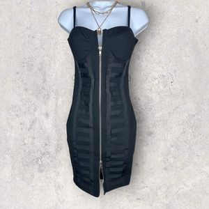 Lac Bleu Sleeveless Black Fitted Bandage Bodycon Zippered Dress.